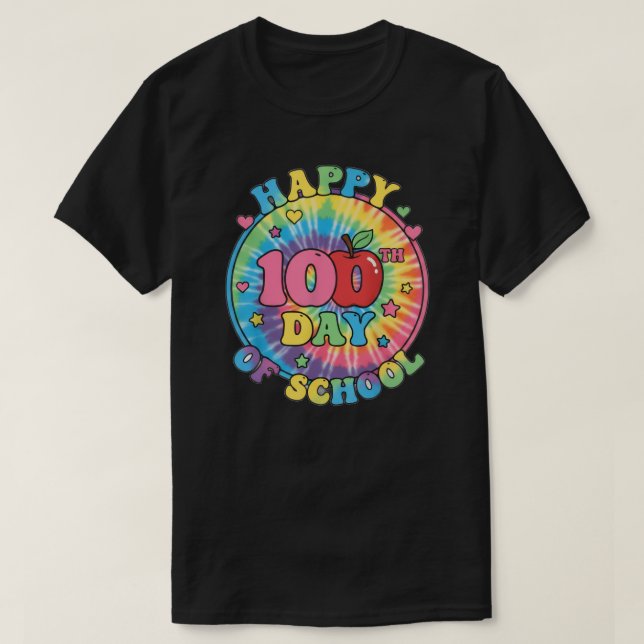 Camiseta Happy 100th Day of School Days Smarter Design (Frente do Design)