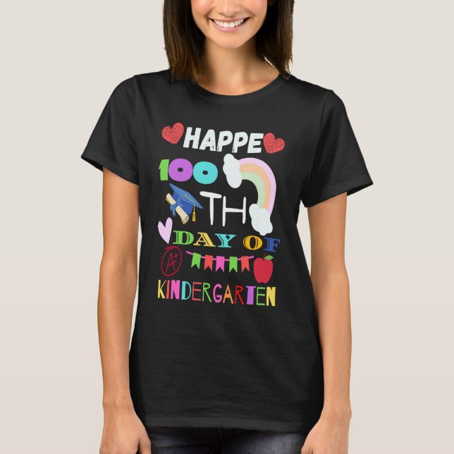 Camiseta Happy 100th Day of School  for Teacher or Child (Frente)