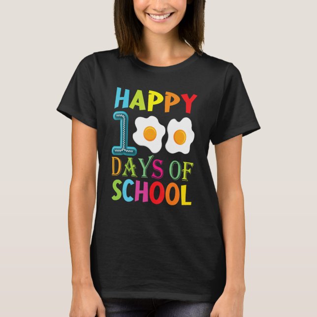 Camiseta Happy 100th Day Of School Fried Eggs Boys Girls To (Frente)