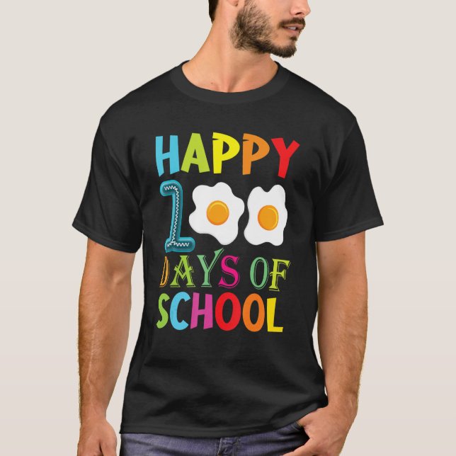Camiseta Happy 100th Day Of School Fried Eggs Boys Girls To (Frente)