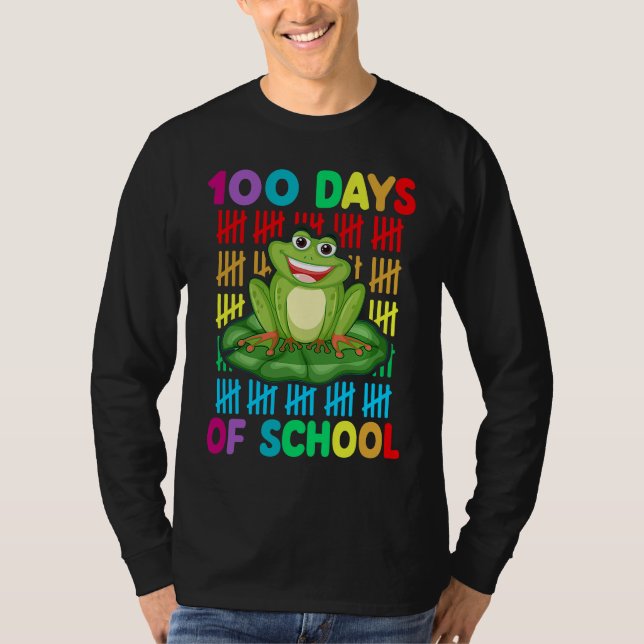 Camiseta Happy 100th Day Of School Frog  Teacher Student Ki (Frente)
