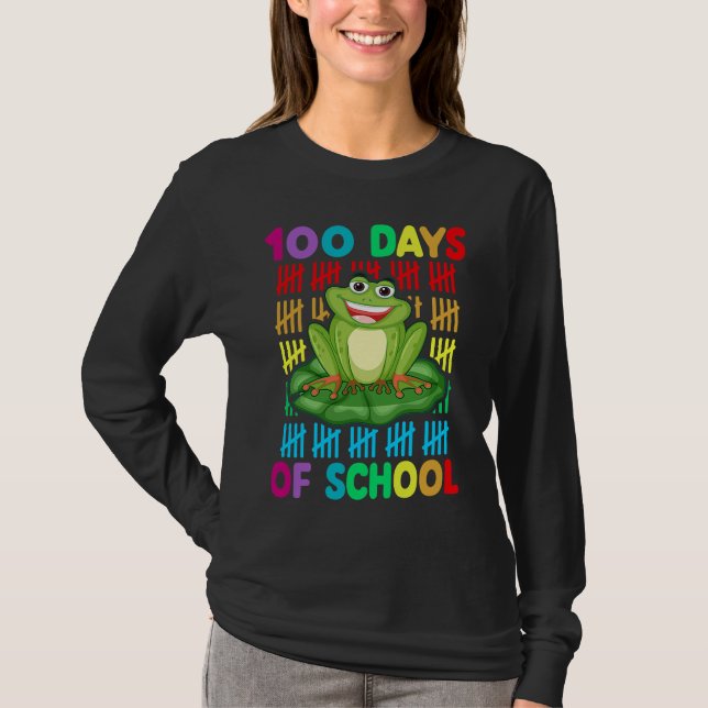 Camiseta Happy 100th Day Of School Frog  Teacher Student Ki (Frente)