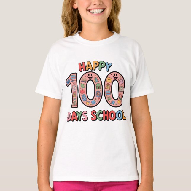 Camiseta Happy 100th Day of School Fun T-Shirt (Frente)