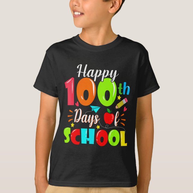 Camiseta Happy 100th Day Of School Funny Teachers Sudents K (Frente)