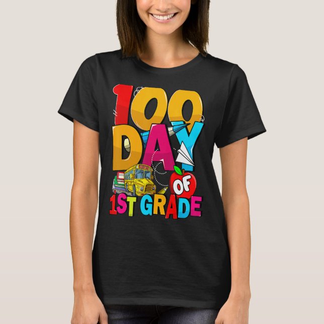 Camiseta Happy 100th Day Of School Groovy 100 Days Of 1st G (Frente)