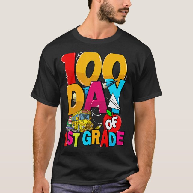 Camiseta Happy 100th Day Of School Groovy 100 Days Of 1st G (Frente)