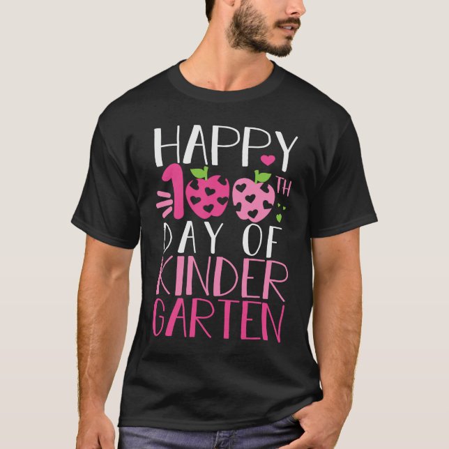 Camiseta Happy 100th Day of School Kindergarten Teacher Stu (Frente)