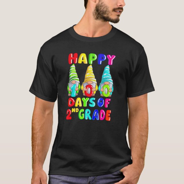 Camiseta Happy 100th day Of School Second 2nd grade Gnome T (Frente)