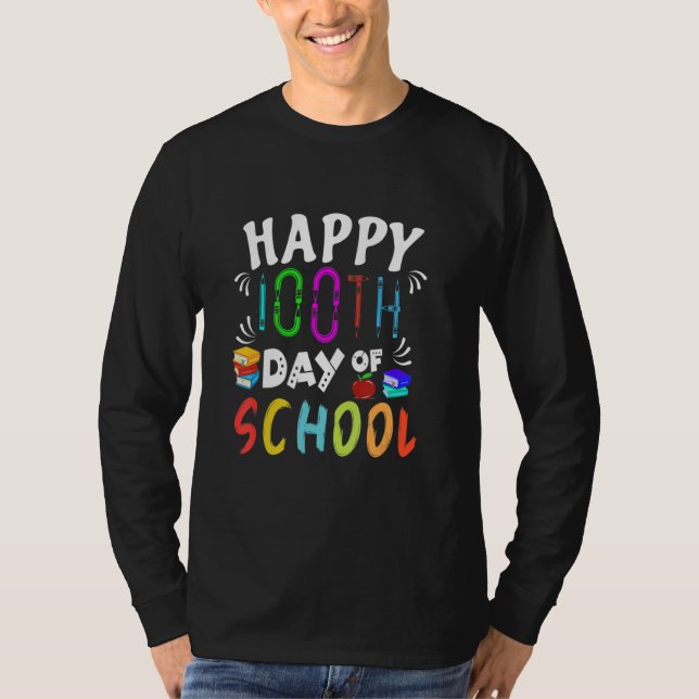 Camiseta Happy 100th Day Of School Student And Teacher Book (Frente)
