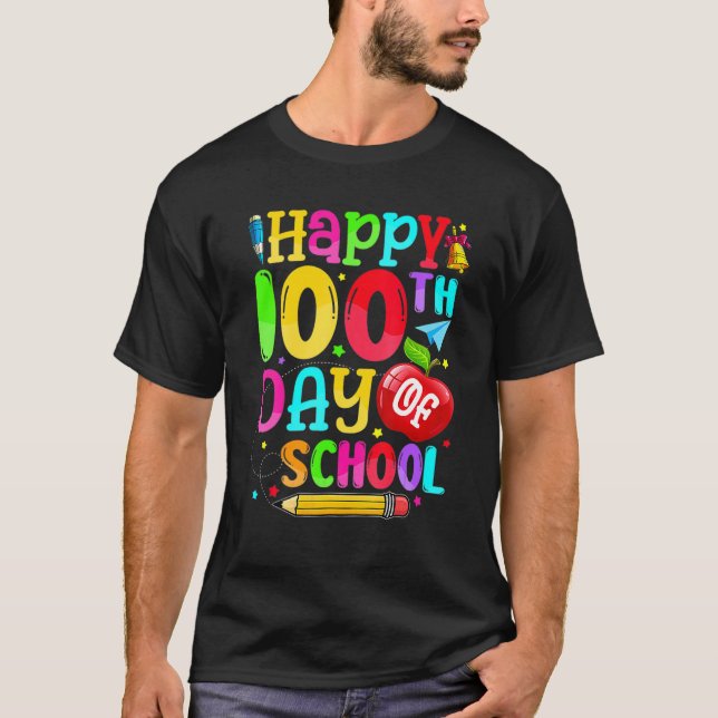 Camiseta Happy 100th Day Of School Teacher Boy Girl 100 Day (Frente)