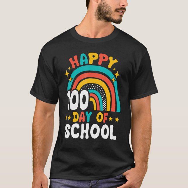 Camiseta Happy 100th Day Of School Teacher Kids 100 Days Ra (Frente)