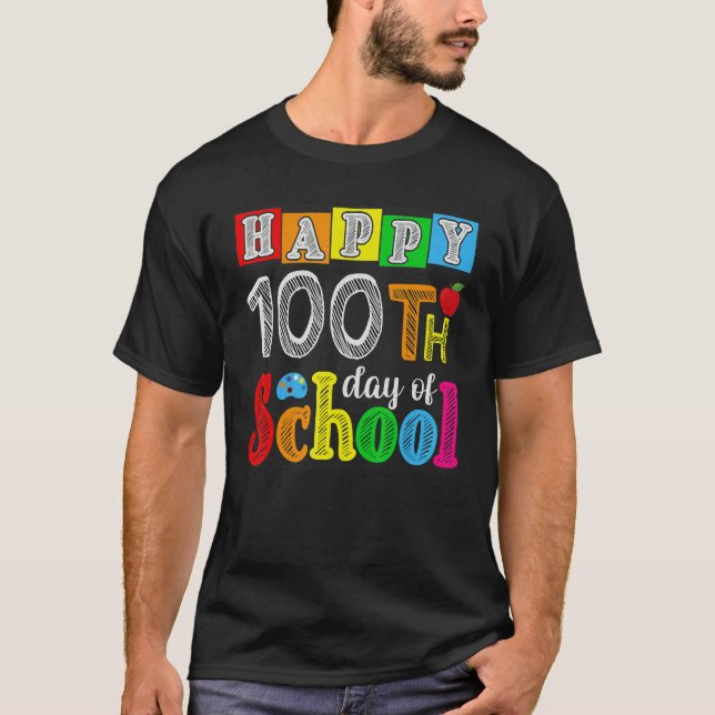 Camiseta Happy 100th day of school teacher student 100 days (Frente)