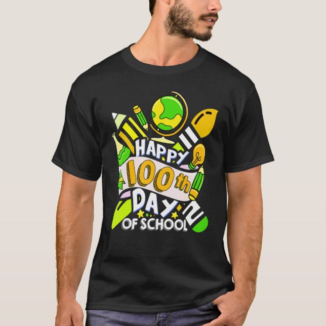 Camiseta Happy 100th day of school teacher student 100 days (Frente)