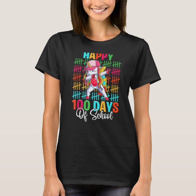 Camiseta Happy 100th Day Of School Teacher Student Dabbing  (Frente)