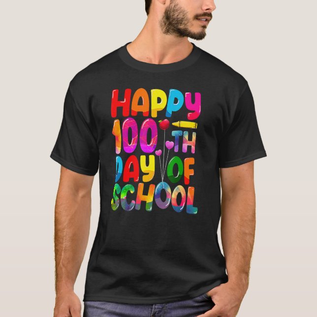 Camiseta Happy 100th Day Of School Teachers Kids Child 100  (Frente)