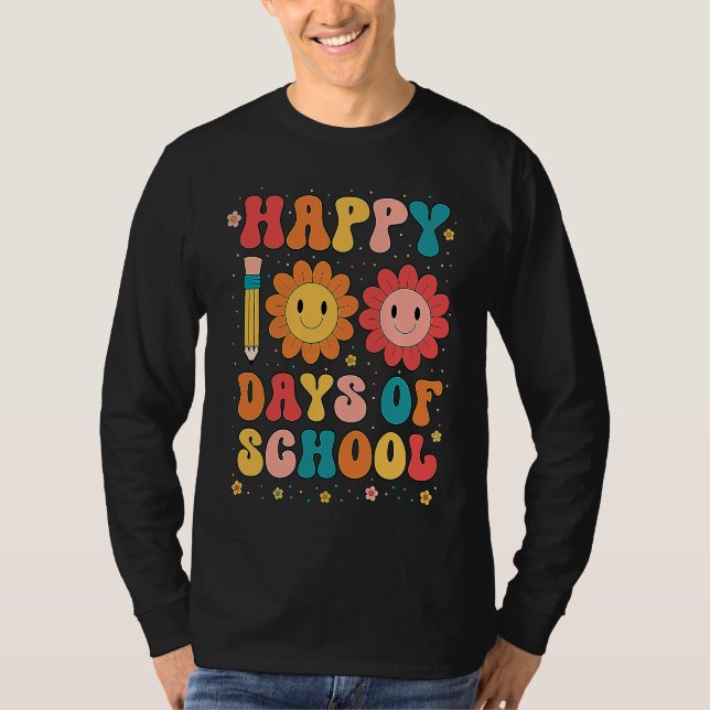 Camiseta Happy 100th Day Of School Teachers Students Groovy (Frente)