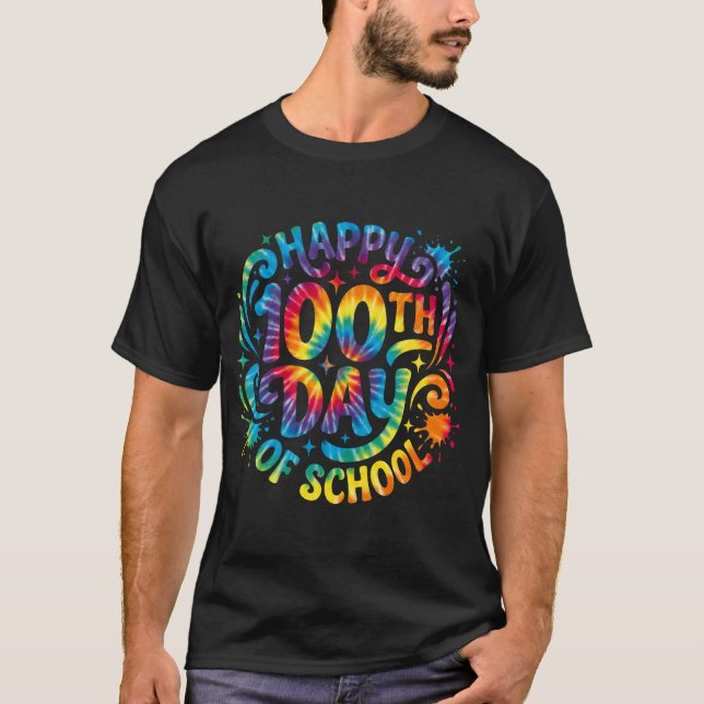 Camiseta Happy 100th Day of School Tie Dye 100 Days Smarter (Frente)