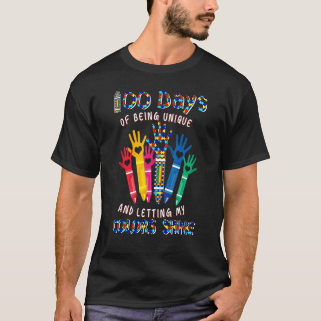 Camiseta Happy 100th Days Of School Autism Awareness Teache (Frente)
