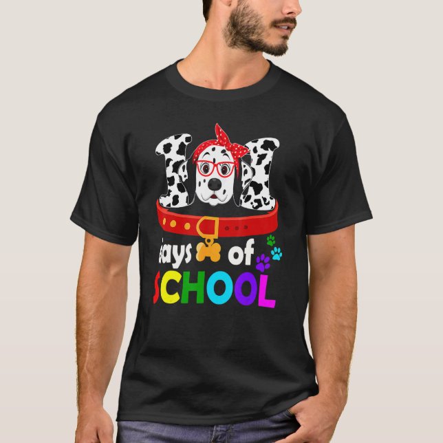 Camiseta Happy 101 Days School Cute Dog 100 Days Smarter St (Frente)