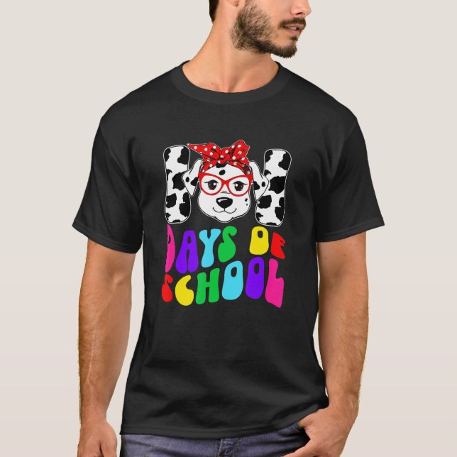 Camiseta Happy 101 Days School Cute Dog 100 Days Smarter St (Frente)