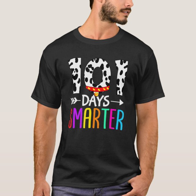 Camiseta Happy 101 Days School Cute Dog 100 Days Smarter St (Frente)