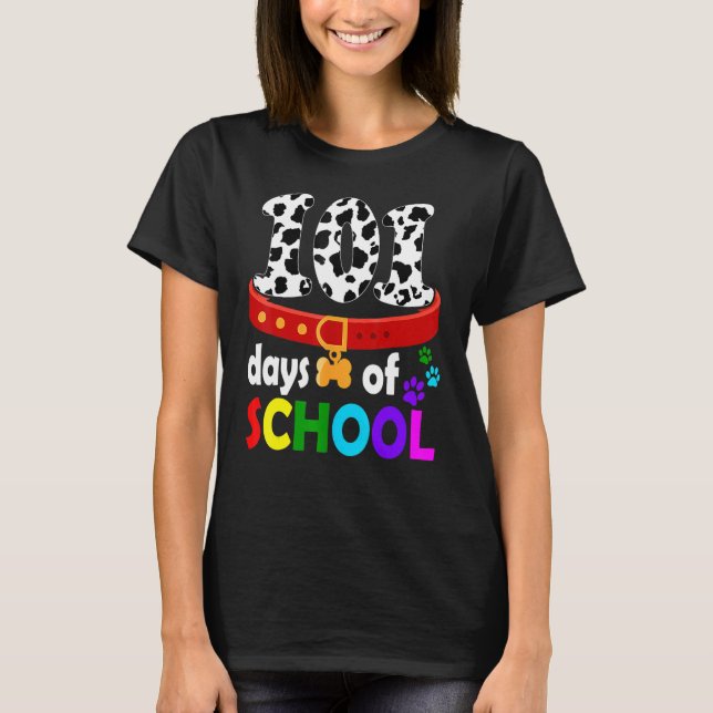 Camiseta Happy 101 Days School Cute Dog 100 Days Smarter St (Frente)