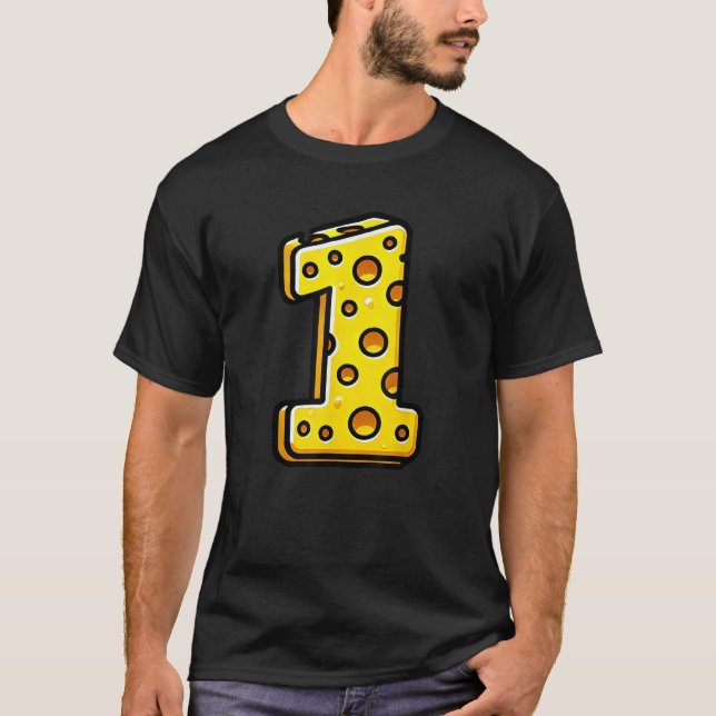 Camiseta Happy 1st Birthday Cheese Number Boys Girls Kids  (Frente)