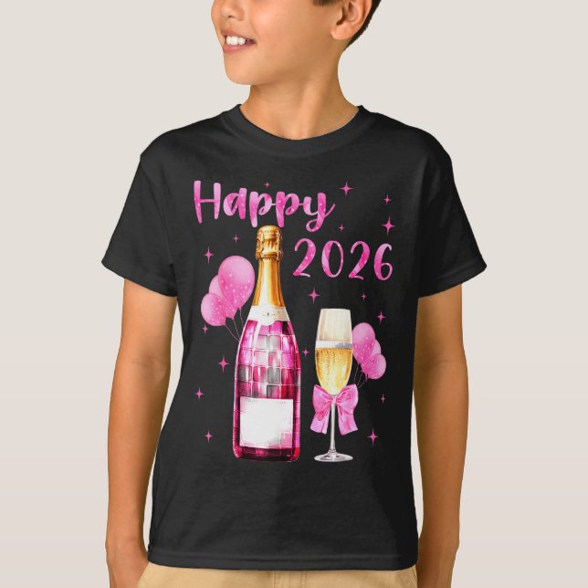 Camiseta Happy 2026 Cheers To A New Year 2026 Champagne Coq (Frente)
