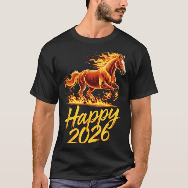 Camiseta Happy 2026 Year Of The Horse Chinese Zodiac New Ye (Frente)