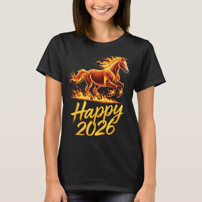Camiseta Happy 2026 Year Of The Horse Chinese Zodiac New Ye (Frente)