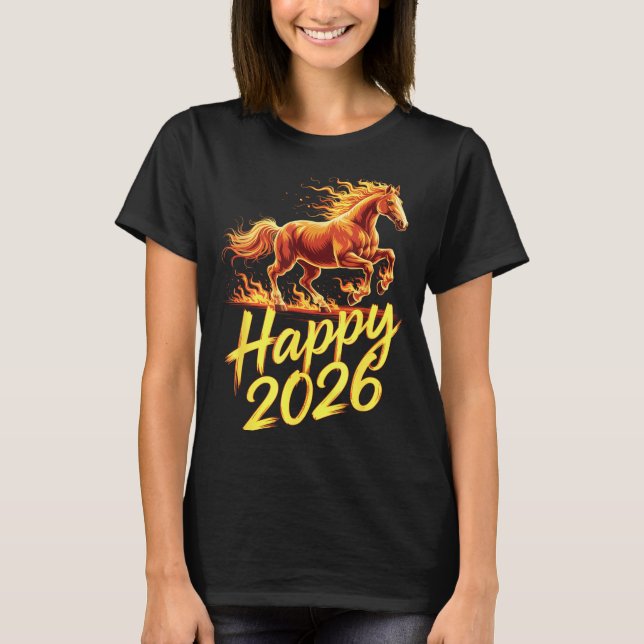 Camiseta Happy 2026 Year Of The Horse Chinese Zodiac New Ye (Frente)