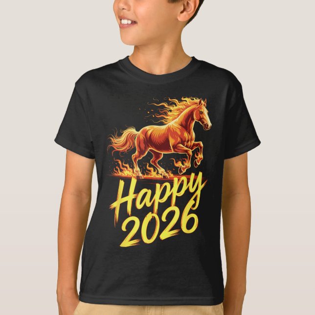 Camiseta Happy 2026 Year Of The Horse Chinese Zodiac New Ye (Frente)