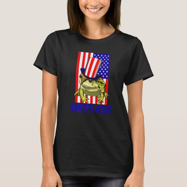 Camiseta Happy 4Th American Flag Frog  Women Frog Love  1 (Frente)