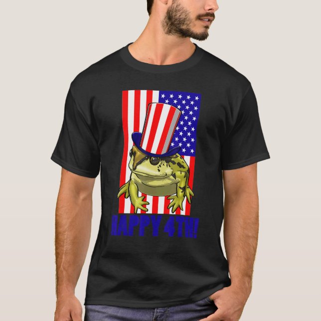 Camiseta Happy 4Th American Flag Frog  Women Frog Love 2 (Frente)