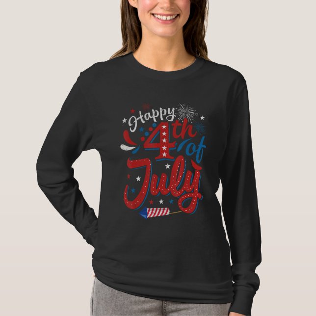 Camiseta Happy 4th Of July Cool Independence Day Patriotic  (Frente)