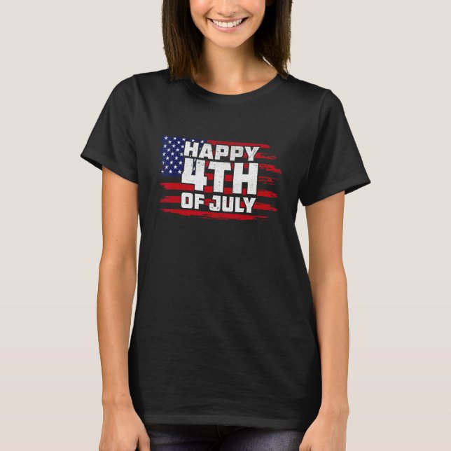 Camiseta Happy 4th of July Patriotic American Independence  (Frente)
