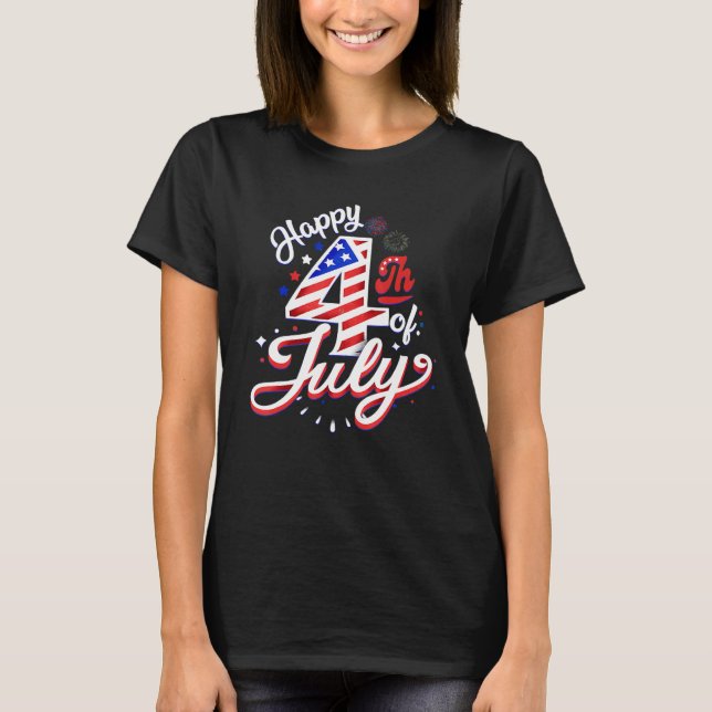 Camiseta Happy 4th Of July Patriotic American US Flag 4th O (Frente)