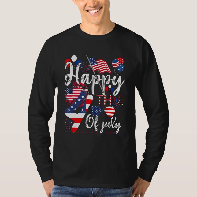Camiseta Happy 4th Of July Patriotic American US Flag 4th O (Frente)