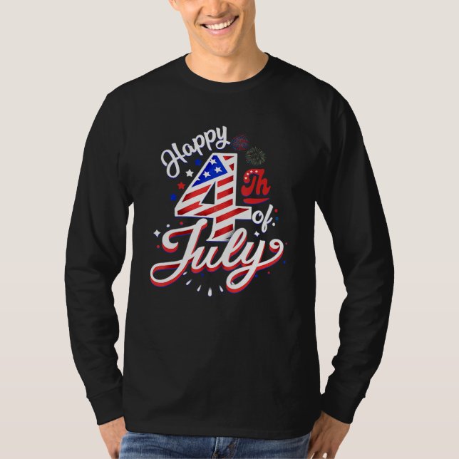 Camiseta Happy 4th Of July Patriotic American US Flag 4th O (Frente)