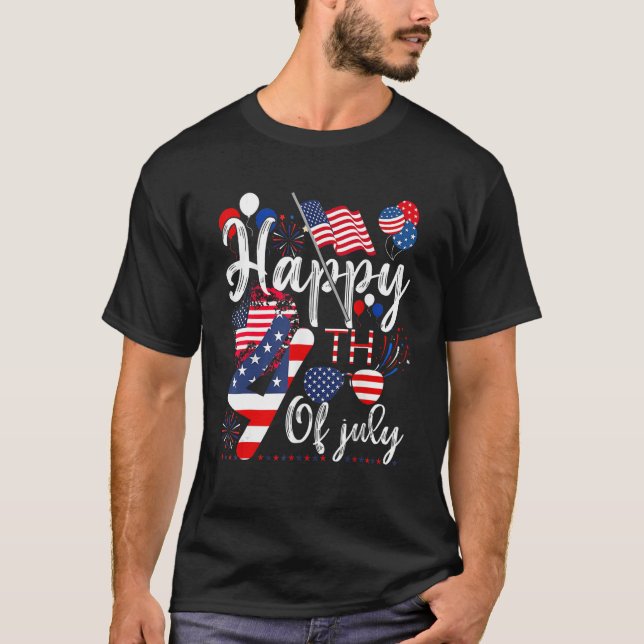 Camiseta Happy 4th Of July Patriotic American US Flag 4th O (Frente)