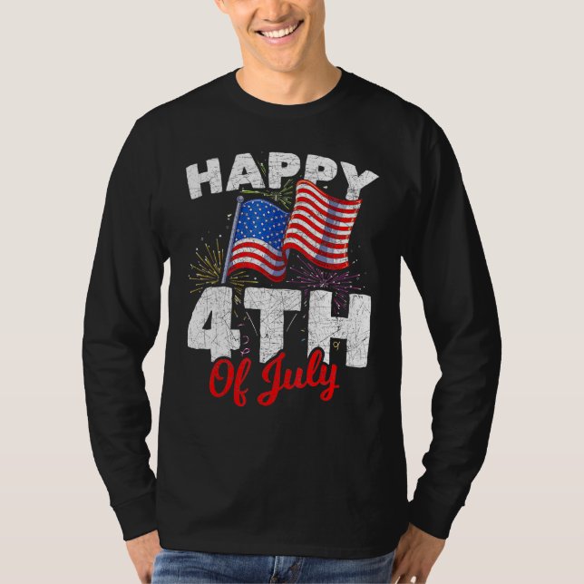 Camiseta Happy 4th Of July Patriotic American US Flag 4th O (Frente)