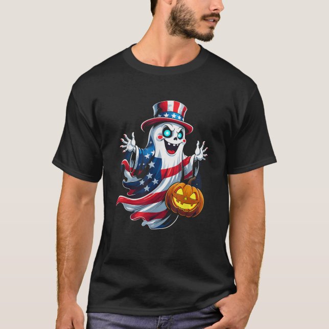Camiseta Happy 4th Of July Patriotic Halloween Funny Men Wo (Frente)
