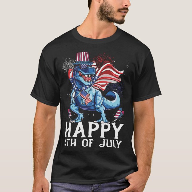 Camiseta Happy 4th Of July T-Rex Dino Patriotic Cute 4th Of (Frente)