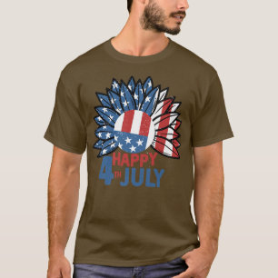 Camiseta Happy 4th Of July Trendy Cute Sunflower American F