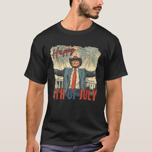 Camiseta Happy 4th Of July Trump Independence Day  (Frente)