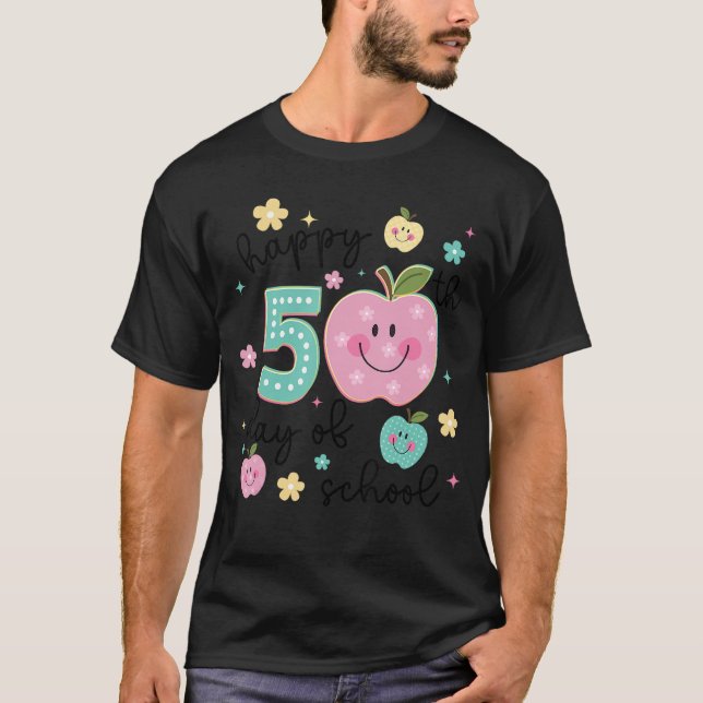 Camiseta Happy 50th Day of School 50 Days Smarter Teacher B (Frente)