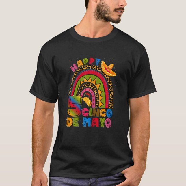 Camiseta Happy 5 Cinco De Mayo Rainbow Mexicano Fiesta Taco (Frente)