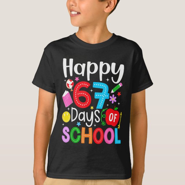 Camiseta Happy 67 Days Of School Funny Six Seven Meme Teach (Frente)