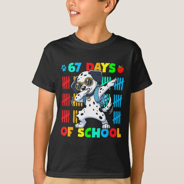 Camiseta Happy 67 Days School Cute Dog 67 Days Smarter Stud (Frente)