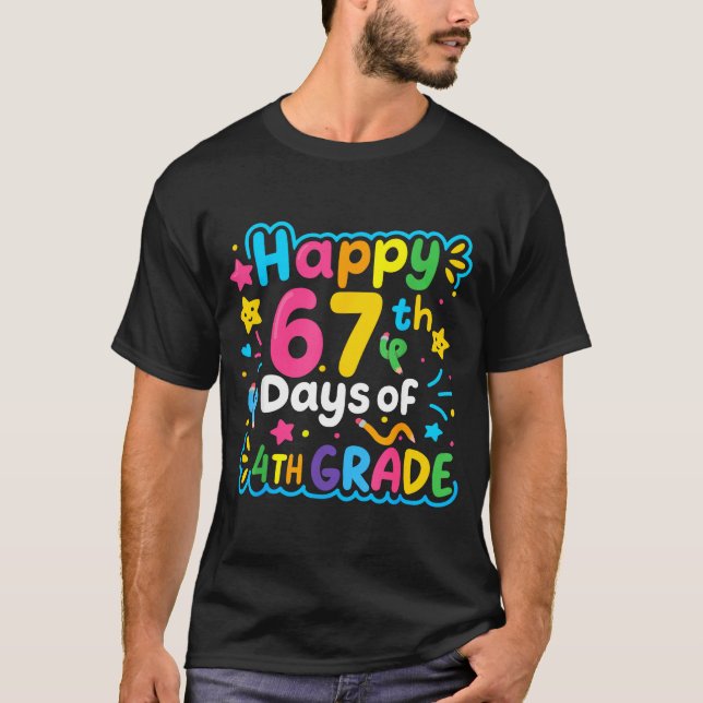Camiseta Happy 67th Day Of 4th Grade School Meme 67 Kids Te (Frente)